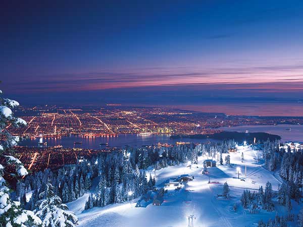 Skifahren auf Grouse Mountain, Nord Vancouver, British Columbia, Kanada